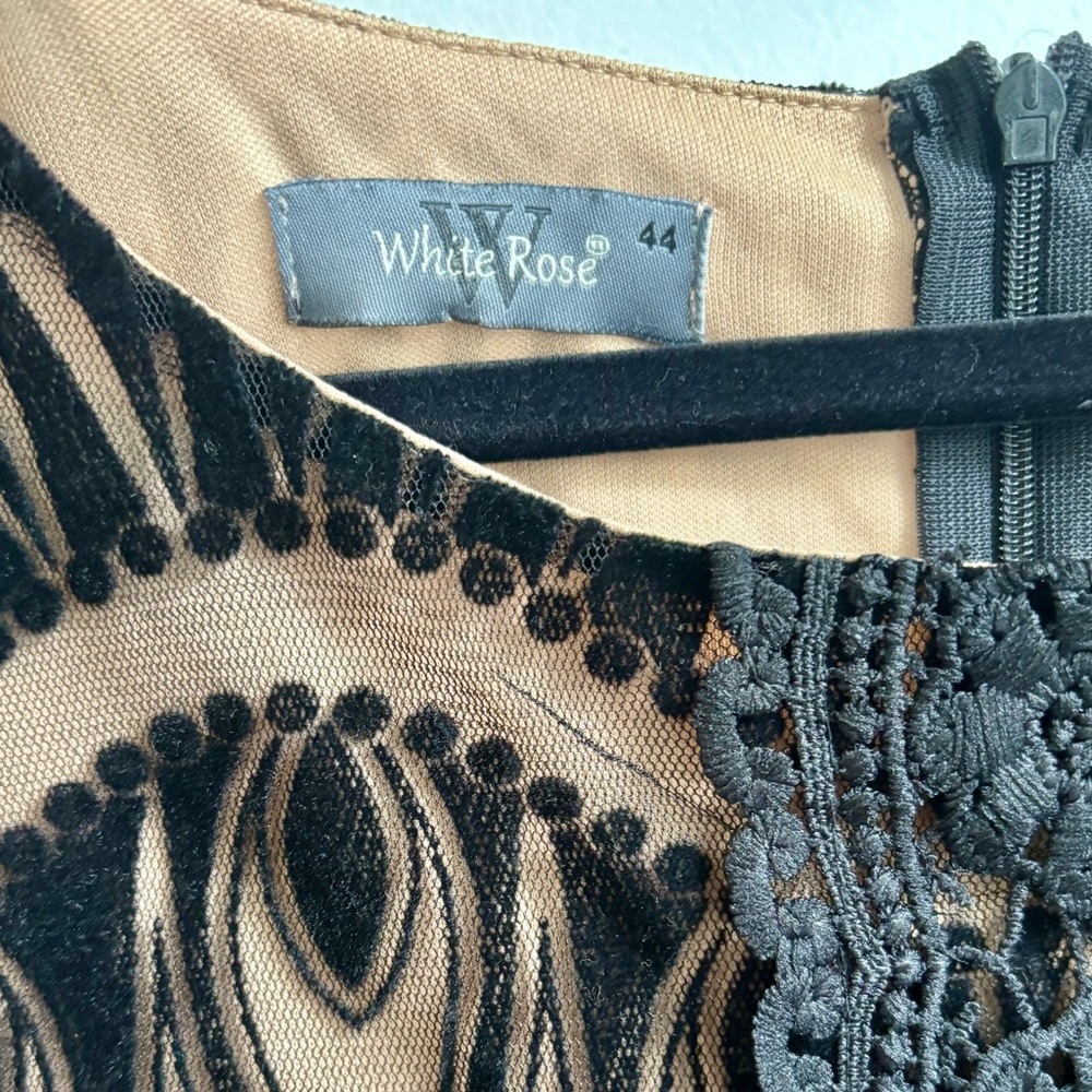 Black and Beige Lace Dress - Picture 3 of 11
